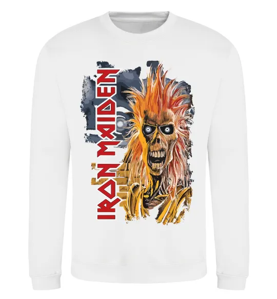 Світшот Iron Maiden вертикальний напис Білий фото