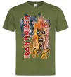 Мужская футболка Iron Maiden вертикальний напис Оливковый фото