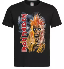 Мужская футболка Iron Maiden вертикальний напис Черный фото