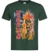 Мужская футболка Iron Maiden вертикальний напис Темно-зеленый фото