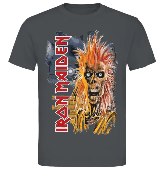 Мужская футболка Iron Maiden вертикальний напис Графит фото