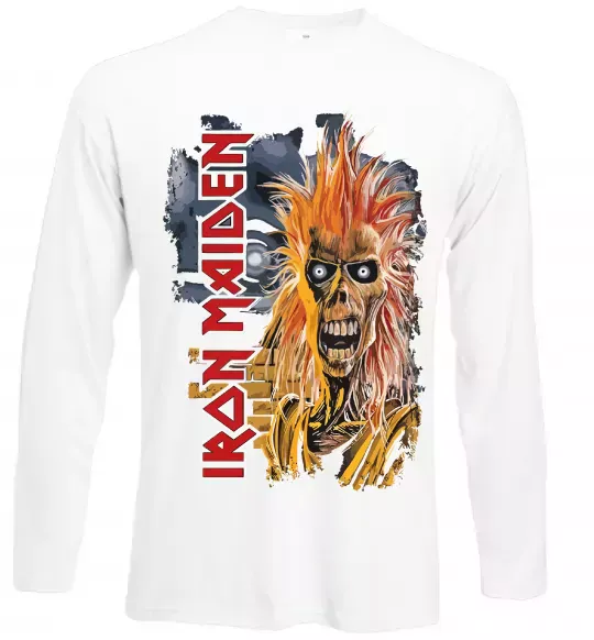 Лонгслив Iron Maiden вертикальний напис Белый фото