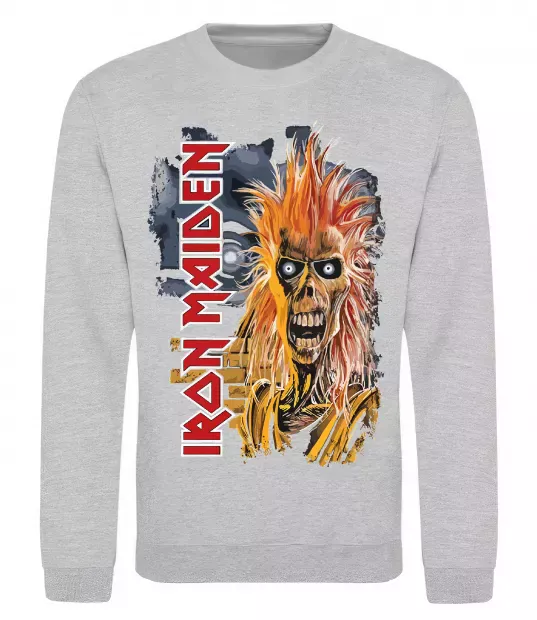 Свитшот Iron Maiden вертикальний напис Серый меланж фото