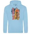 Мужская толстовка (худи) Iron Maiden вертикальний напис Голубой фото