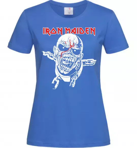 Женская футболка Iron Maiden head Ярко-синий фото