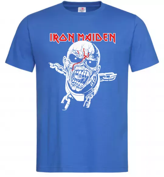 Мужская футболка Iron Maiden head Ярко-синий фото