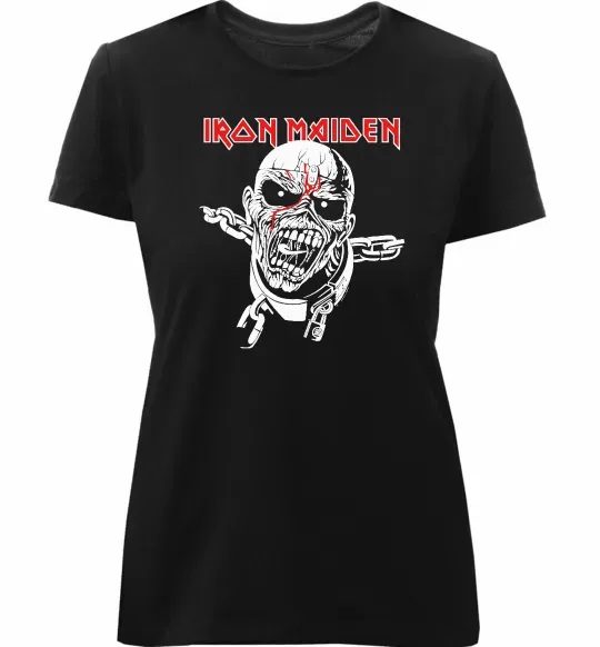 Женская премиум футболка Iron Maiden head Черный фото