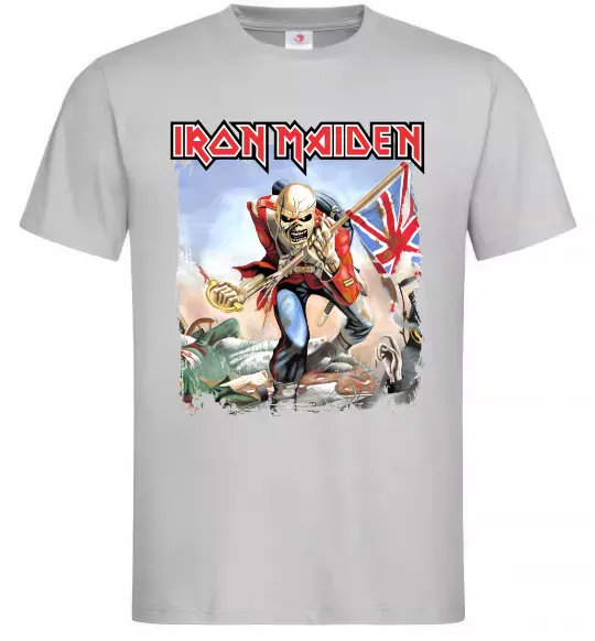 Мужская футболка Iron Maiden trooper Серый фото