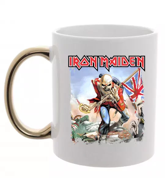 Чашка с цветной ручкой Iron Maiden trooper Золото фото