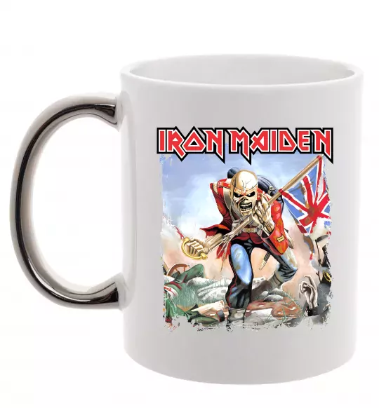Чашка с цветной ручкой Iron Maiden trooper Серебро фото