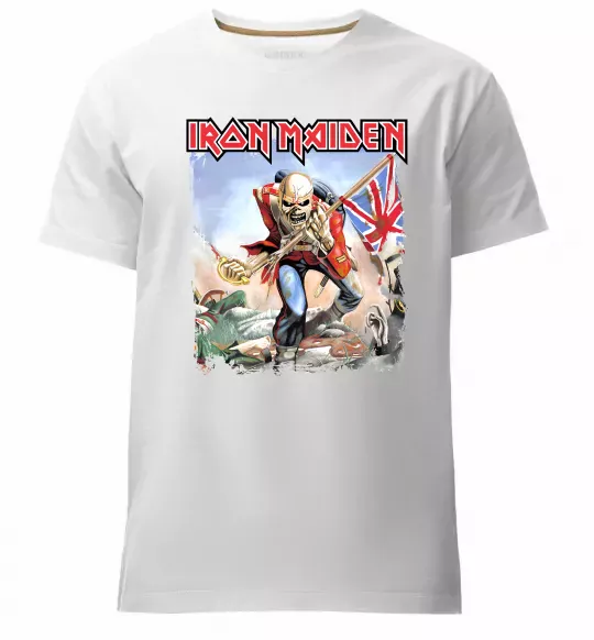 Мужская премиум футболка Iron Maiden trooper Белый фото