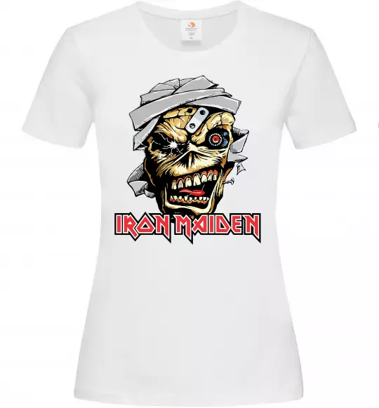 Женская футболка Iron Maiden Trooper skull Белый фото