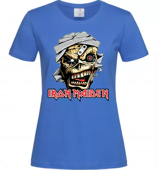 Женская футболка Iron Maiden Trooper skull Ярко-синий фото