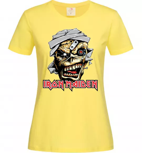 Женская футболка Iron Maiden Trooper skull Лимонный фото