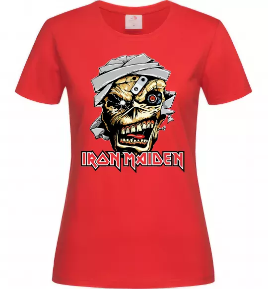 Женская футболка Iron Maiden Trooper skull Красный фото