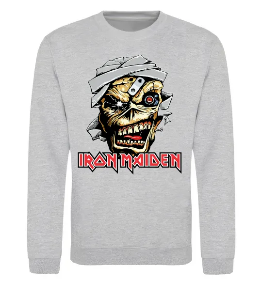 Свитшот Iron Maiden Trooper skull Серый меланж фото