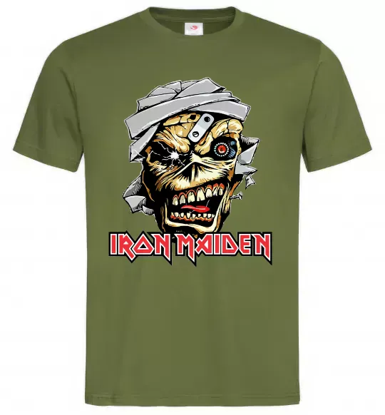 Мужская футболка Iron Maiden Trooper skull Оливковый фото