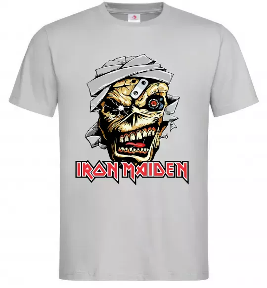 Мужская футболка Iron Maiden Trooper skull Серый фото