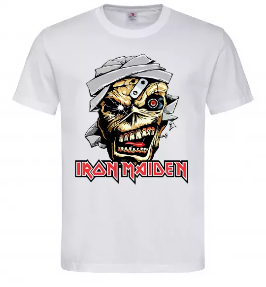 Мужская футболка Iron Maiden Trooper skull Белый фото