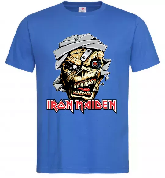 Мужская футболка Iron Maiden Trooper skull Ярко-синий фото