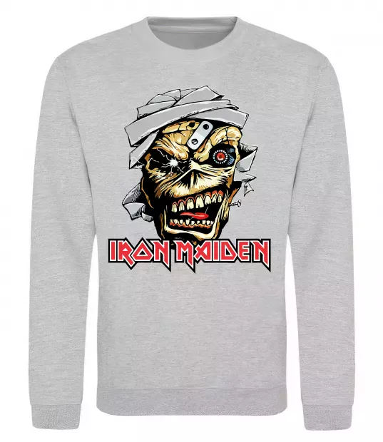 Свитшот Iron Maiden Trooper skull Серый меланж фото