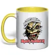 Чашка с цветной ручкой Iron Maiden Trooper skull Солнечно желтый фото