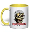 Чашка с цветной ручкой Iron Maiden Trooper skull Лимонный фото