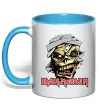 Чашка с цветной ручкой Iron Maiden Trooper skull Голубой фото
