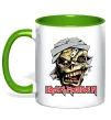 Чашка с цветной ручкой Iron Maiden Trooper skull Зеленый фото