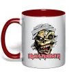 Чашка с цветной ручкой Iron Maiden Trooper skull Красный фото