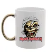 Чашка с цветной ручкой Iron Maiden Trooper skull Золото фото