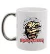 Чашка с цветной ручкой Iron Maiden Trooper skull Серебро фото