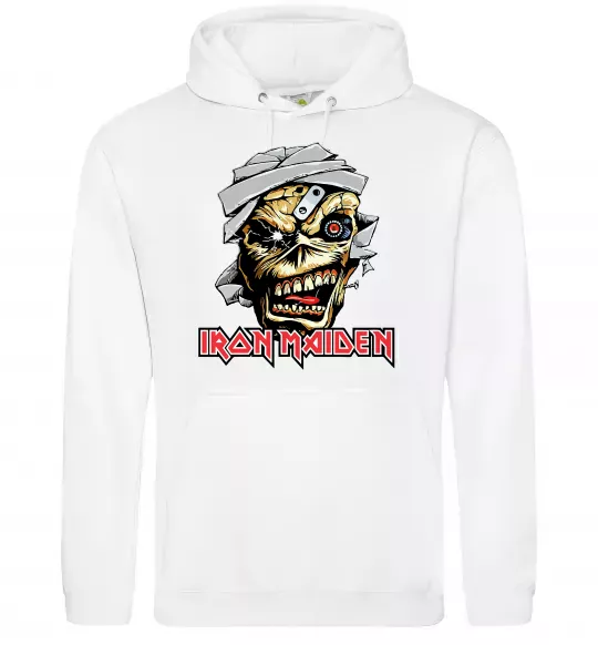 Чоловіча толстовка (худі) Iron Maiden Trooper skull Білий фото