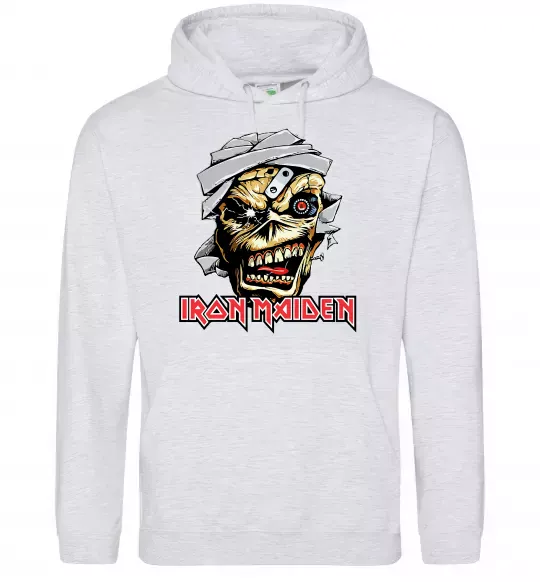 Чоловіча толстовка (худі) Iron Maiden Trooper skull Сірий меланж фото