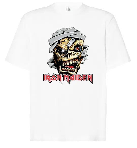 Футболка Оверсайз Iron Maiden Trooper skull Білий фото
