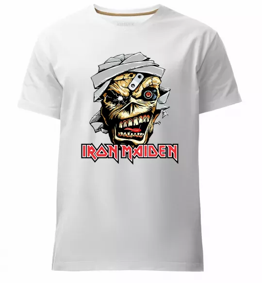 Мужская премиум футболка Iron Maiden Trooper skull Белый фото