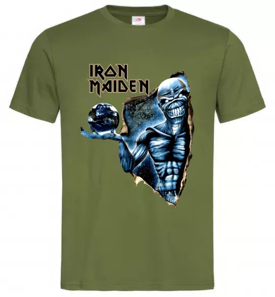 Мужская футболка Iron Maiden Space Оливковый фото