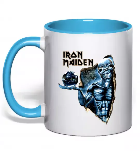 Чашка з кольоровою ручкою Iron Maiden Space Блакитний фото