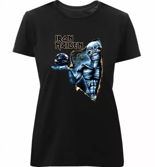 Женская премиум футболка Iron Maiden Space Черный фото