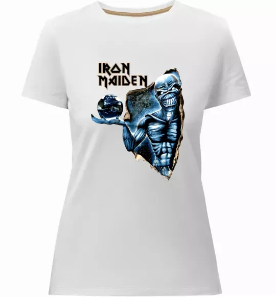 Женская премиум футболка Iron Maiden Space Белый фото