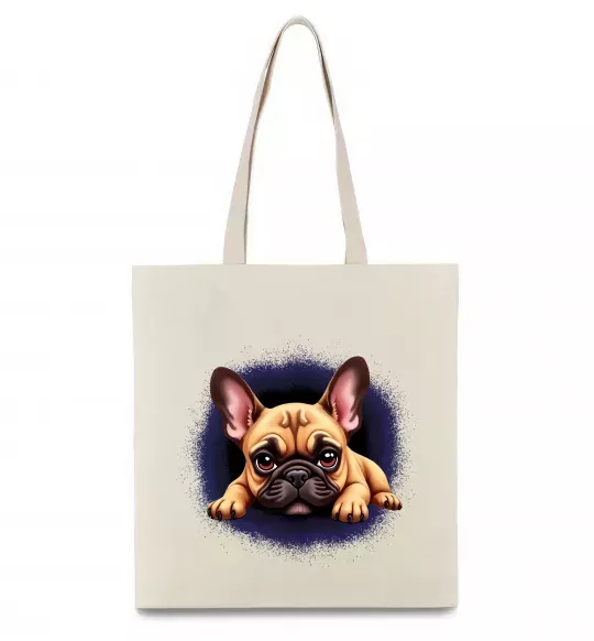 Эко-сумка Милий французький бульдог Бежевый фото