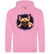 Мужская толстовка (худи) Милий французький бульдог Розовый фото
