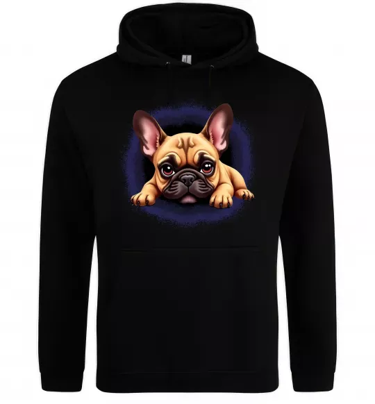 Чоловіча толстовка (худі) Милий французький бульдог Чорний фото