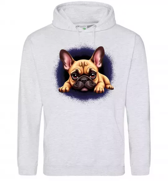 Чоловіча толстовка (худі) Милий французький бульдог Сірий меланж фото