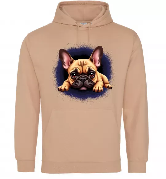 Чоловіча толстовка (худі) Милий французький бульдог Пісочний фото