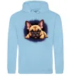 Мужская толстовка (худи) Милий французький бульдог Голубой фото