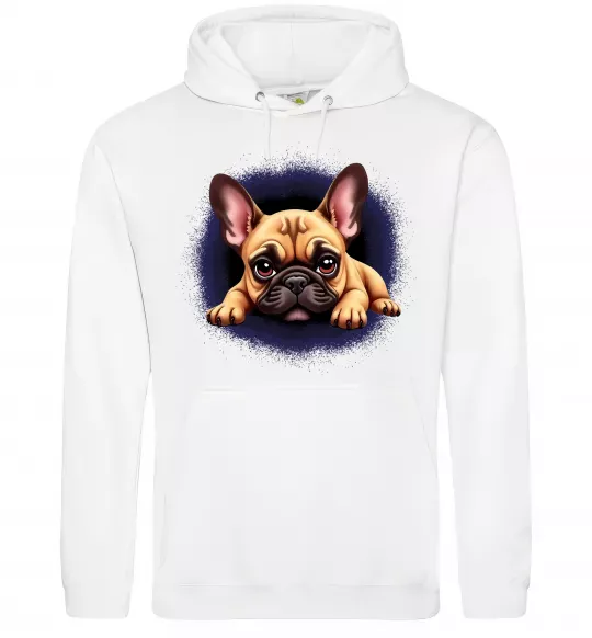 Женская толстовка (худи) Милий французький бульдог Белый фото