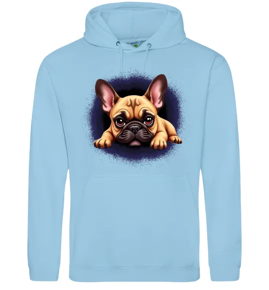 Женская толстовка (худи) Милий французький бульдог Голубой фото