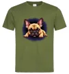 Мужская футболка Милий французький бульдог Оливковый фото