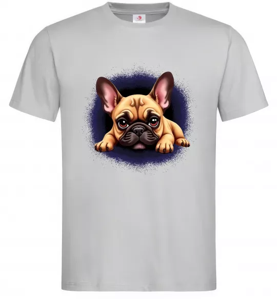 Мужская футболка Милий французький бульдог Серый фото